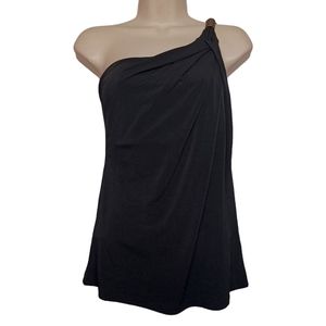 NEW ATTENTION One Shoulder Black Stretchy Top Small